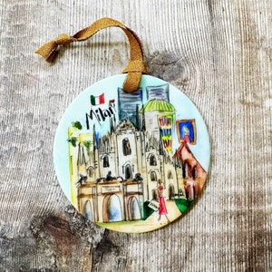 Milan Italy Little City Landmark Ceramic Hanging Decoration Christmas Travel