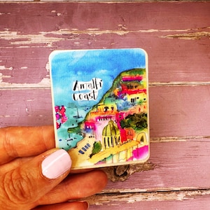 Amalfi Coast Italy Little City Landmark Cute Wooden Fridge Magnet