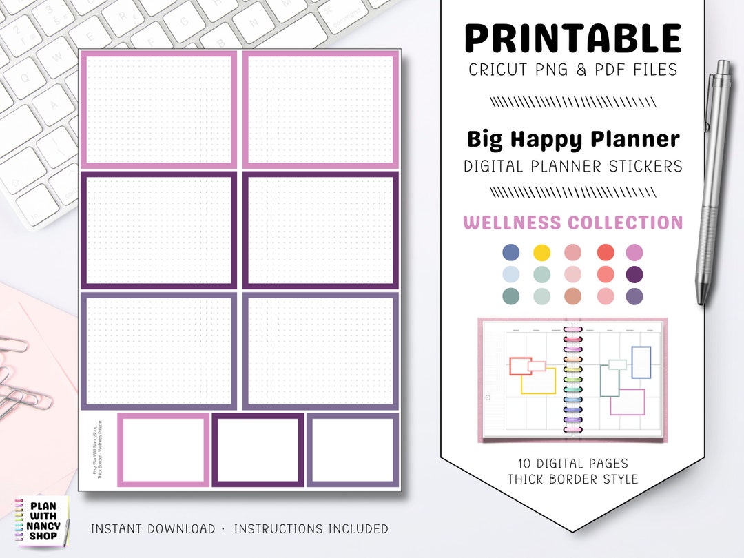 Big Happy Planner Box Stickers Colorful Printable Planner Etsy
