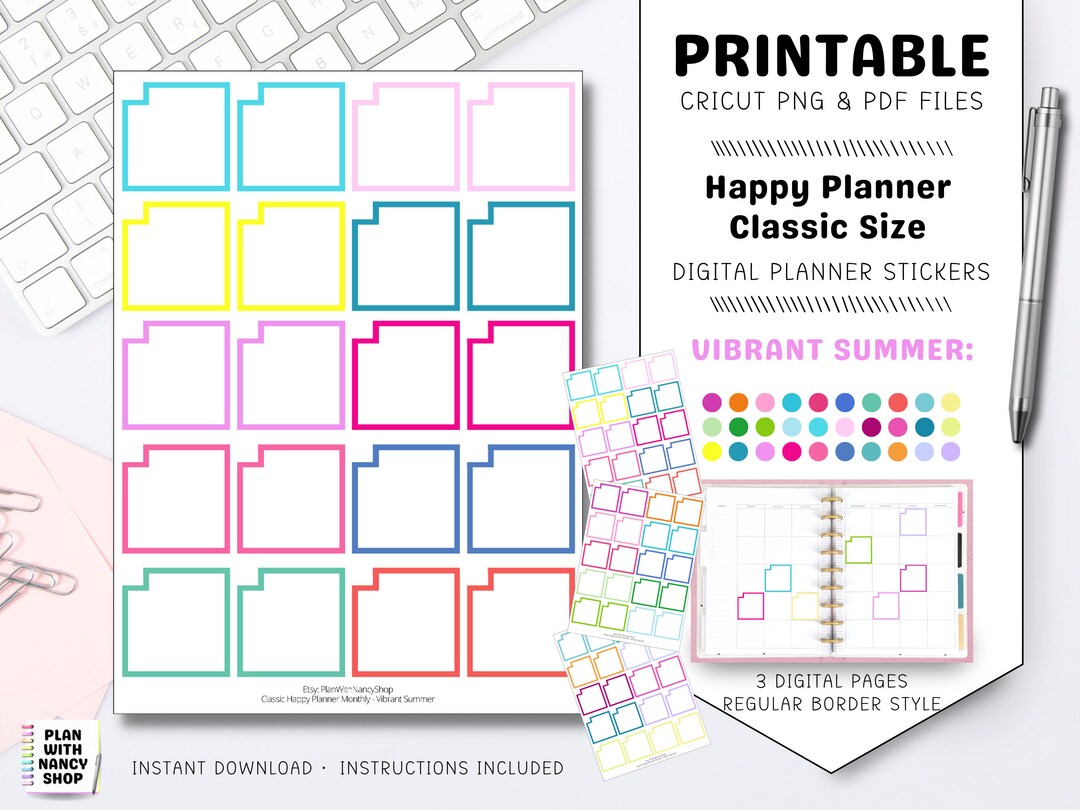 Classic Happy Planner Monthly Planner Box Stickers Colorful Etsy