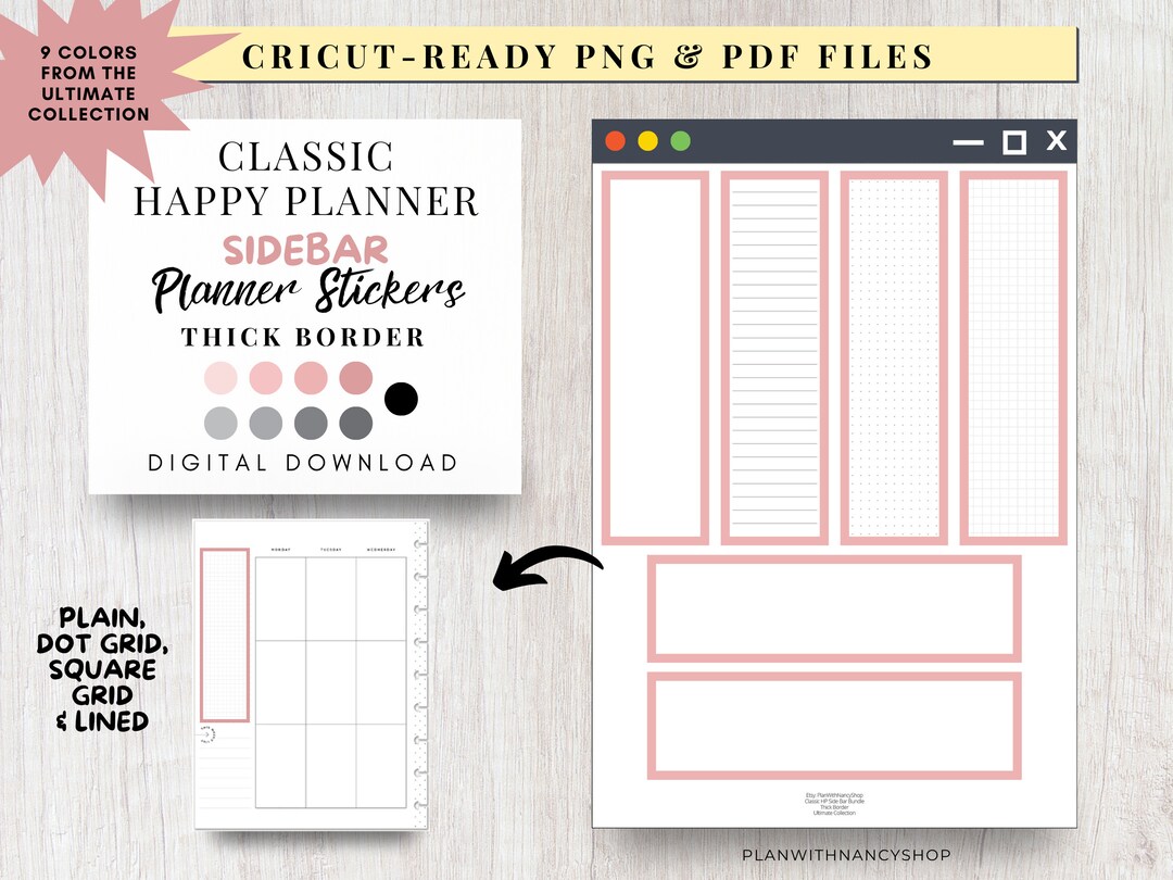 Colorful Neutral & Black SIDEBAR Planner Sticker Boxes for Etsy Australia