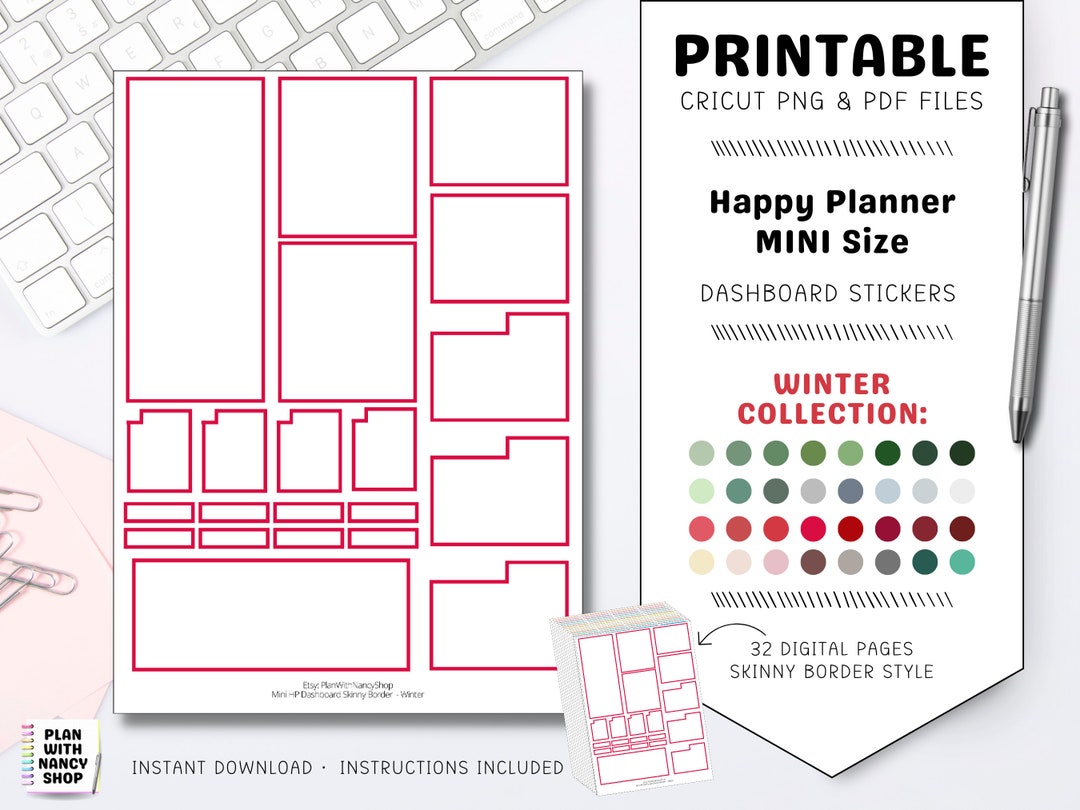 Mini Happy Planner Printable Dashboard Planner Sticker Boxes - Etsy