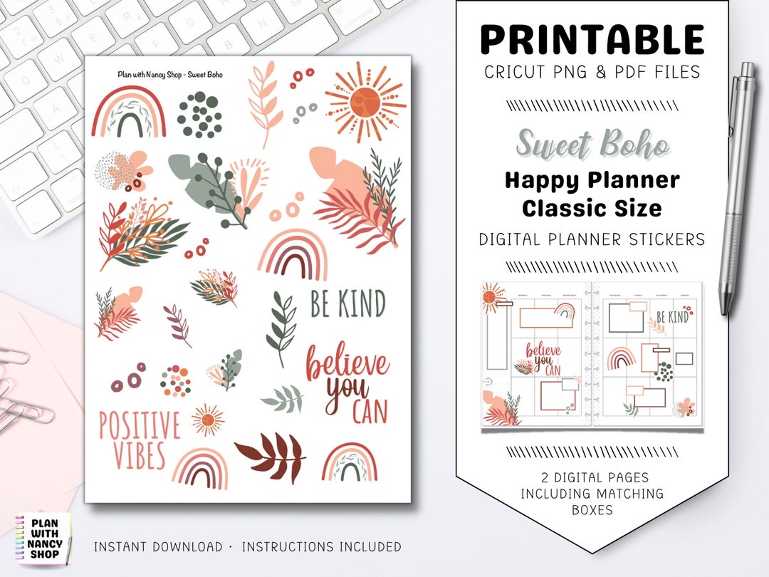 Happy Planner Colorful Printable Stickers Box Planner - Etsy