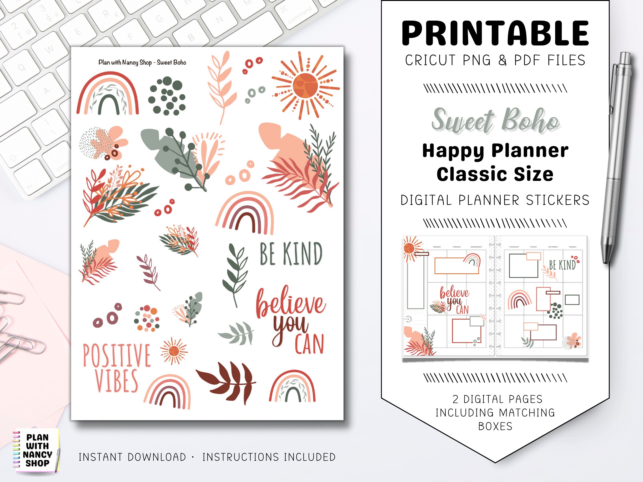 Happy Planner Colorful Printable Stickers Box Planner - Etsy