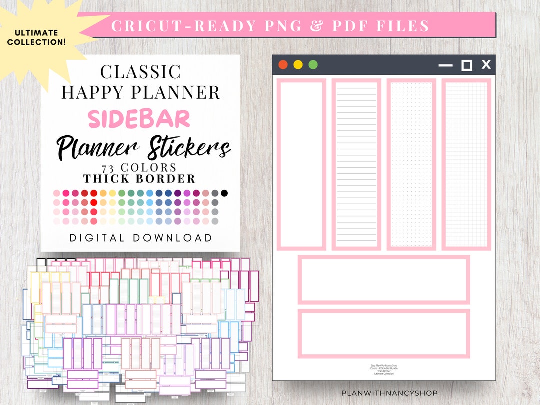 Printable SIDEBAR Planner Sticker Boxes for Classic Happy - Etsy