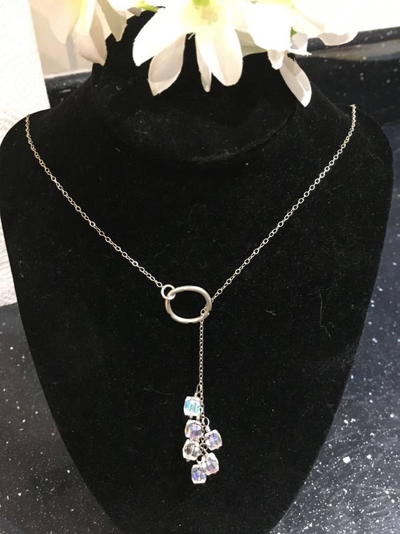 Handmade Sterling Silver necklace. Chase chain and Swarovski | Etsy