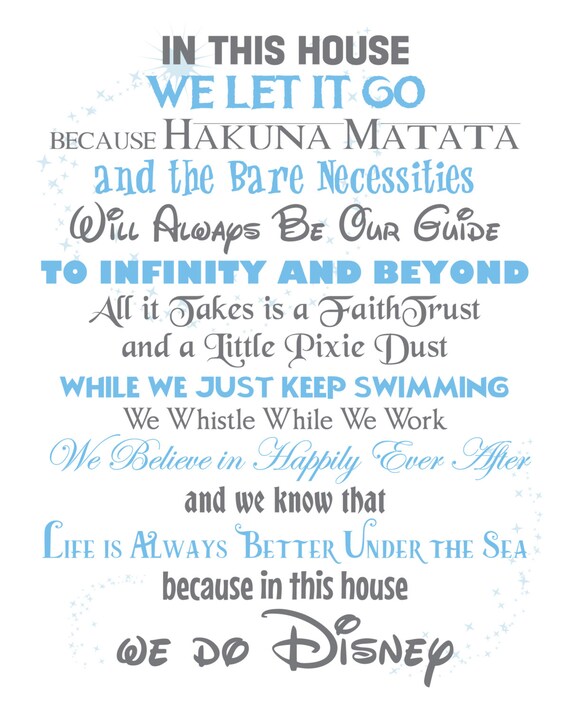 In This House We Do Disney Poem Wall Decor Nursery Kids Pink Etsy