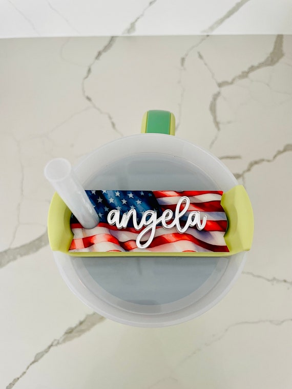 American Flag Stanley Quench 2.0 Tumbler Tag Personalized Name