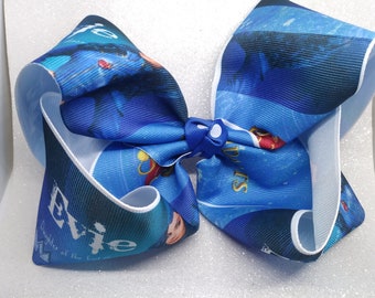 Evie large bow , 8" descendants floppy hair clip blue, big adorable for girls! quick ship! great gift! gold purple black hair bow
