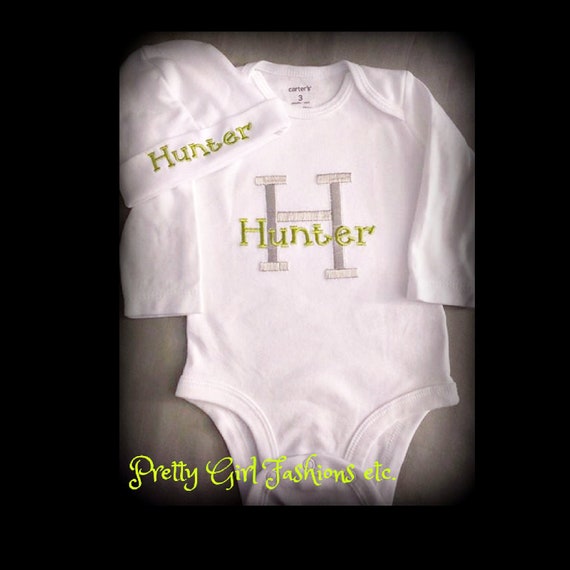 Personalized bodysuit or T-shirt Monogram with name and bowtie
