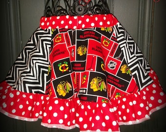 Chicago Blackhawks elastic waist circle skirt girls size 2t red black toddler black hawks twirl ruffle