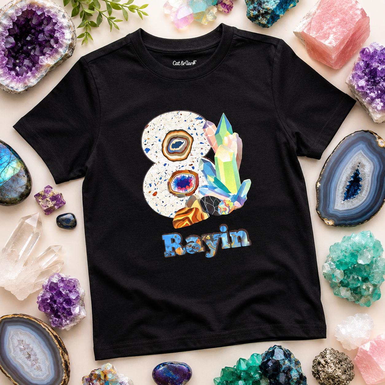 Birthday Crystal & Geode Shirt Boys Rockhound Birthday Tee Gemstone Birthday Shirt Mineral Lover Gift Custom Age Birthday Shirt