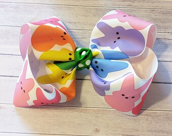 Noeud de lapin arc-en-ciel, noeuds de cheveux de Pâques, lapins, printemps de Pâques, noeud de cheveux de lapin peep, noeud de cheveux de 20 cm avec pince crocodile, rose jaune bleu vert