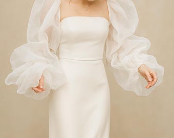 Puños de organza con mangas abullonadas: mangas de novia desmontables, estilo disfraz