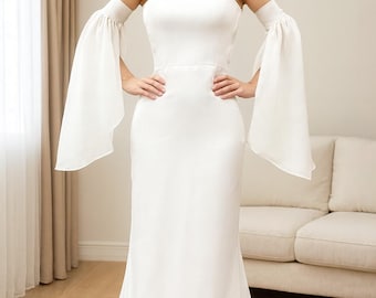 Chiffon Puff Sleeve Bridal Arm Cuffs, Detachable Wedding Sleeves