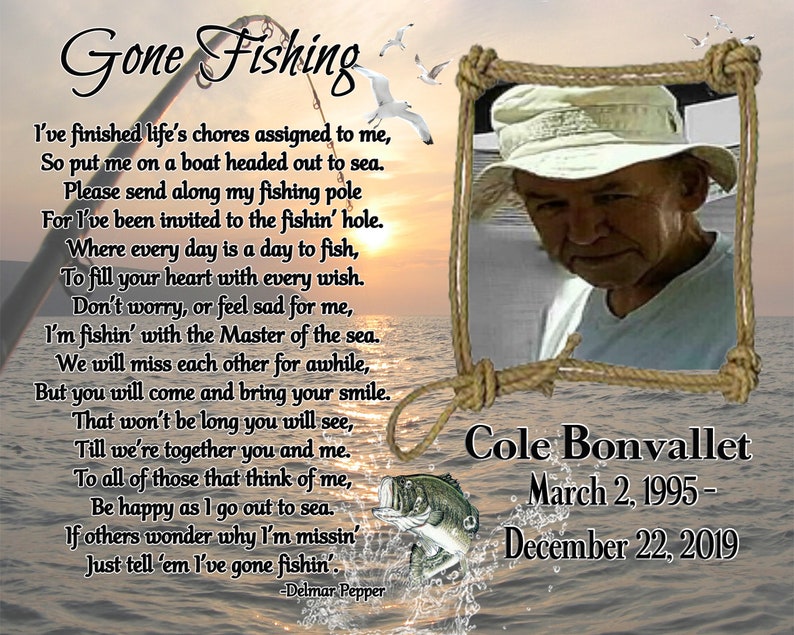 Gone Fishing Photo Memorial Glass Plaque/Fishing Etsy