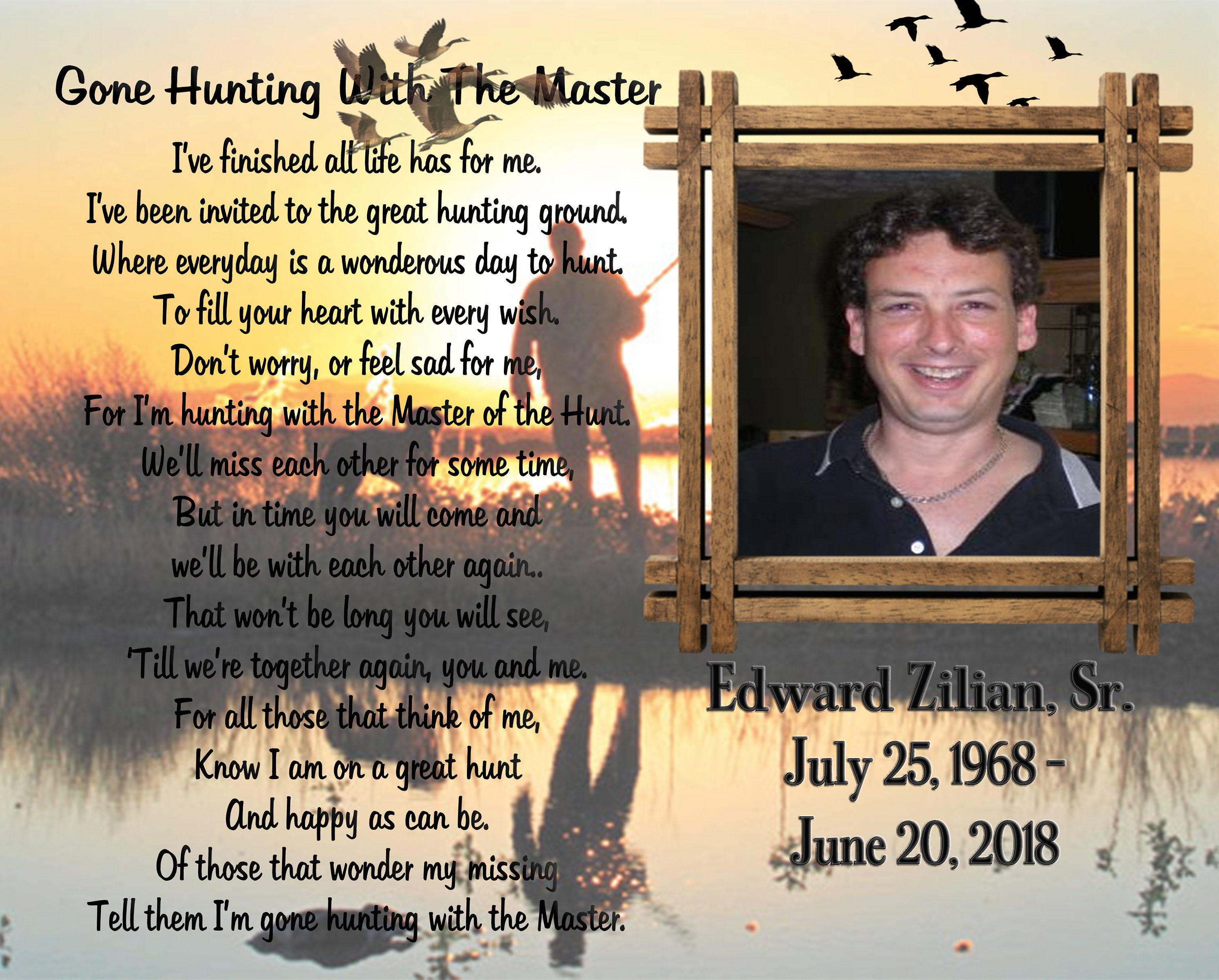 Gone Hunting With Master Photo Memorial Glass Plaque/Hunting Etsy