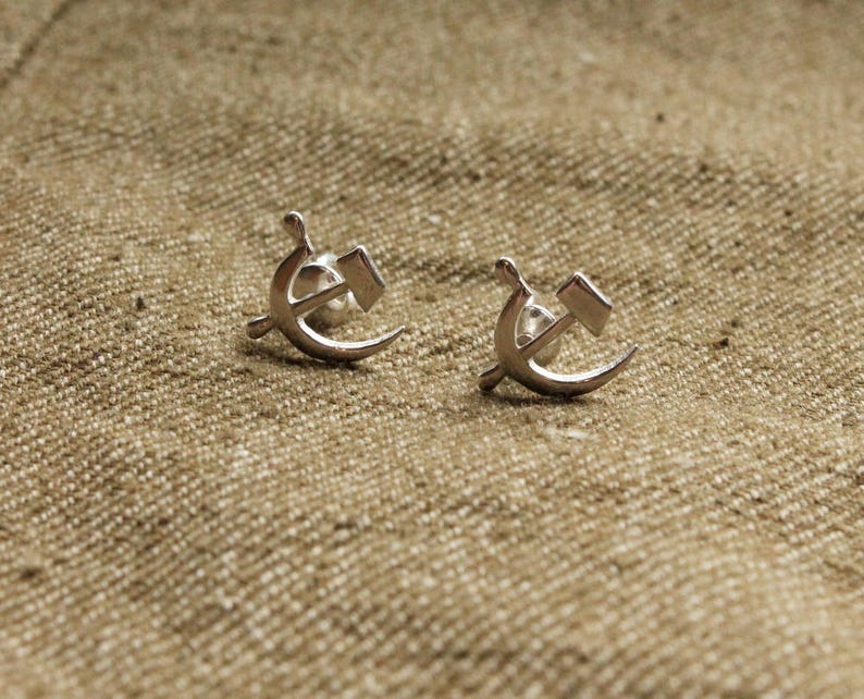 Hammer and sickle / Soviet style earrings / stud earring Etsy
