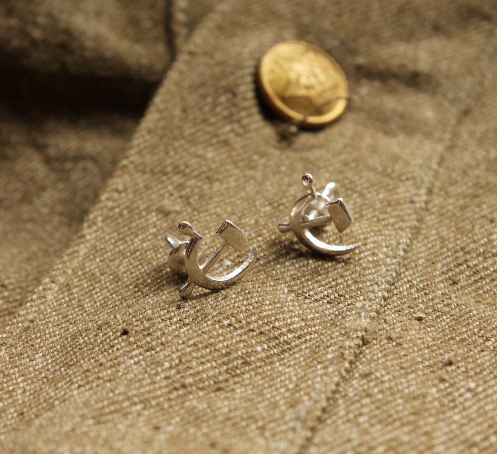 Hammer and sickle / Soviet style earrings / stud earring Etsy