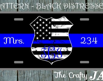 Custom License Plate Front Car Tag Personalized with Custom Text Aluminum or Plastic Thin Blue Line US Flag Law Enforcement Old