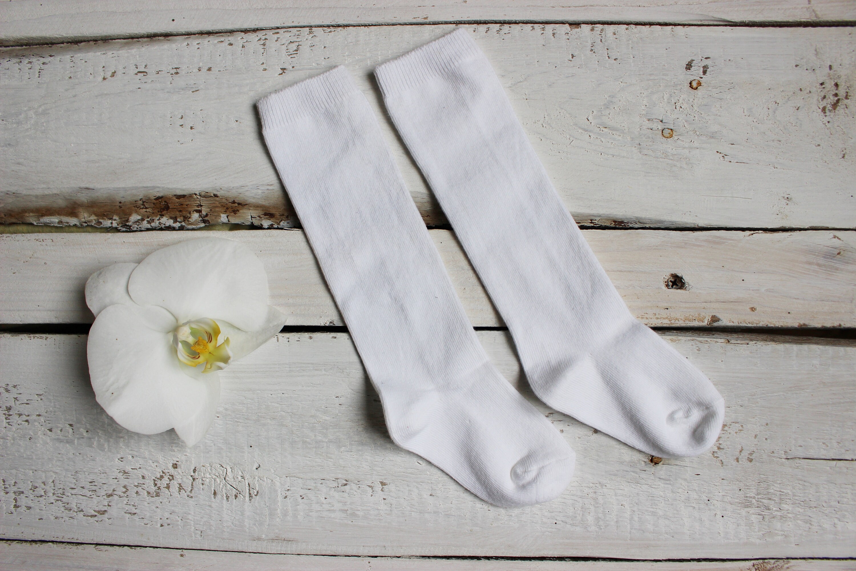 Kids Knee High White Socks for Baby Christening Toddler Etsy