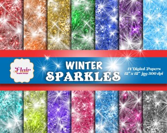 Documenti digitali Winter Sparkles, documenti natalizi, documenti scintillanti, carta glitterata, sfondi, Capodanno, sovrapposizioni fotografiche, inviti