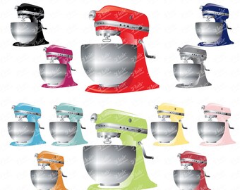 COLORFUL STAND MIXER Digital Clipart Pack, Baking Clipart, Cooking, Kitchen Tools, Pastries, Culinary Clipart, Instant Download, Supplies