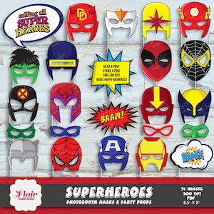 Máscaras de superhéroe para niños, juego de 35 máscaras de ojos,  decoraciones de fiesta de cumpleaños, suministros de cosplay de superhéroes  de