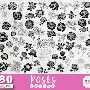 Rozen bundel SVG, PNG digitale clipart, bruiloft bloemen SVG, bloemenrand, groen SVG, bloemen, uitnodigingen, snijbestanden, bladeren SVG
