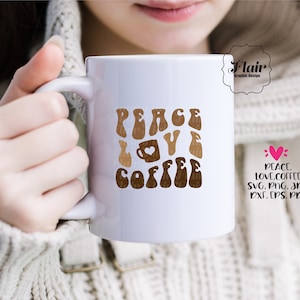 Paz Amor Café SVG, Café Retro SVG, Café Groovy SVG, Amante del Café, Taza de Café Svg, Taza de Café Svg, Café, Archivo de Corte, Cricut, Silueta