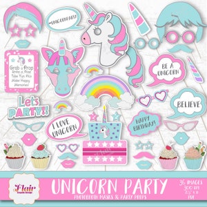 UNICORN Photo Booth Maskers en Rekwisieten, Eenhoorn Gezicht, Eenhoorn Verjaardagsfeestje, Halloween Maskers, Instant Download