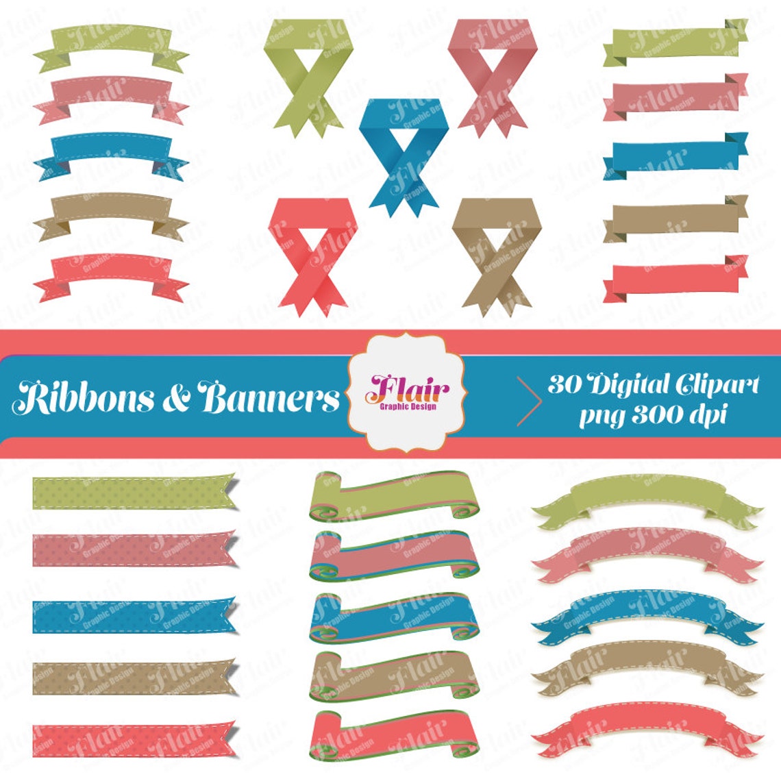 RIBBONS and BANNERS Digital Pack Scrapbooking Tags  Etsy