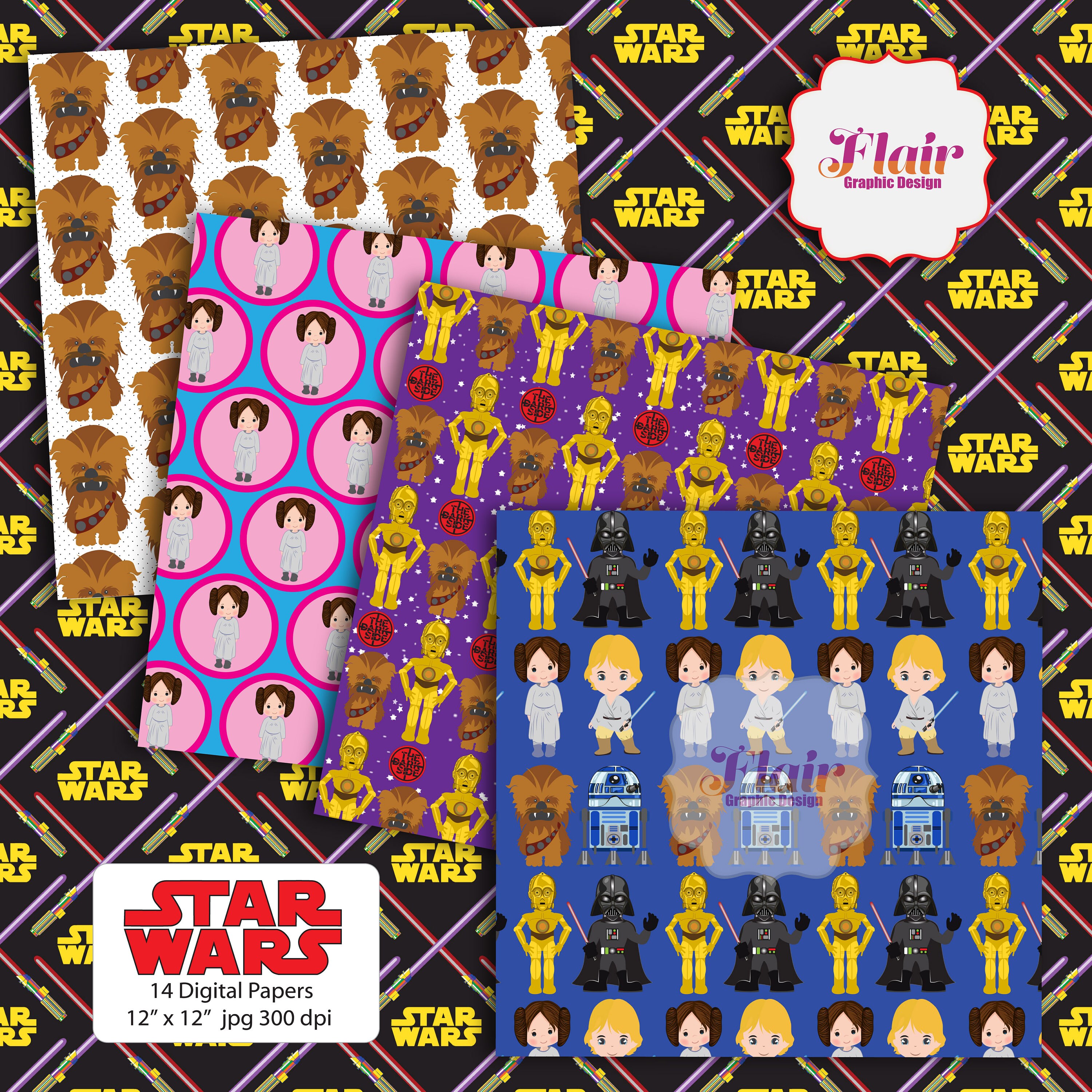 STAR WARS Digital Papers Printable Papers Scrapbooking | Etsy