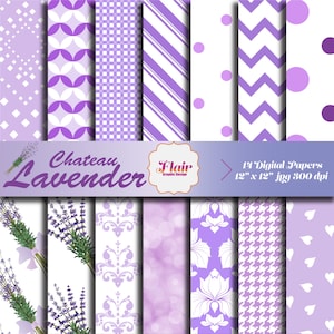 Papel digital lavanda, pata de gallo, floral, rayas, invitaciones, materiales artesanales, fondos, uso comercial, suministros para profesores, primavera