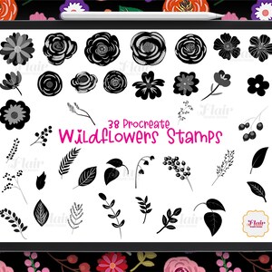 Wildflowers Procreate Stamps Digital Brush, Plants and Flowers Brush ...