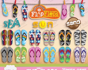FLIP FLOPS Digital Clipart Series 2, Summer Clipart, Beach Flip Flops, Sandals Clipart, Summer Party, Pool Party