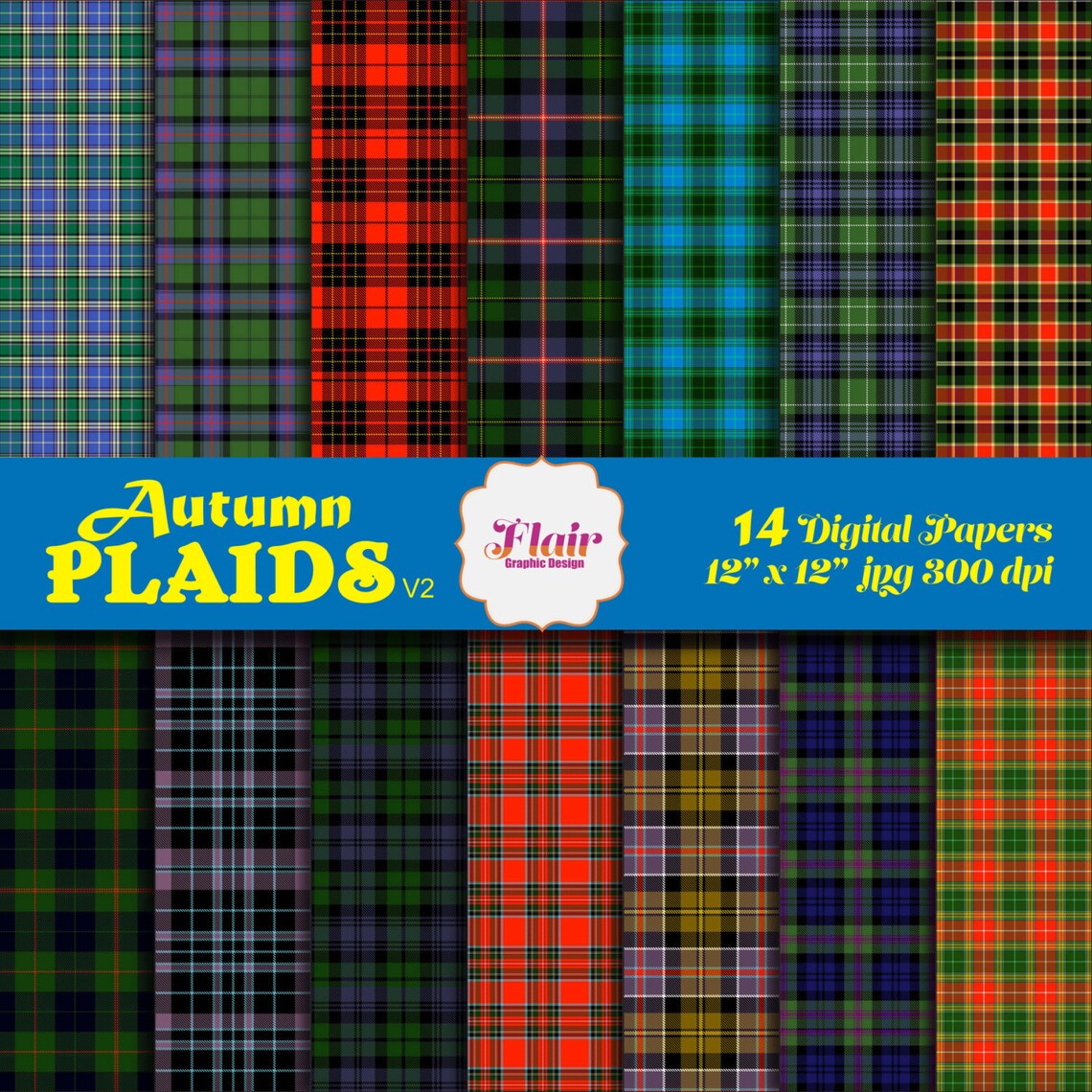 AUTUMN PLAIDS Digital Paper, Fall Colors, Halloween, Trick or Treat ...