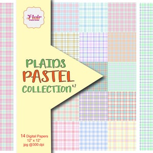 Pastell kariert Digitales Papier, Frühlingsfarben, Osterfarben, Babyfarben, Holzfällerpapiere, Gingham, Pastelle, Scrapbooking, Lehrerbedarf
