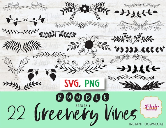 Greenery Vines Bundle, SVG, PNG, Floral Bouquet, Leaf Divider SVG