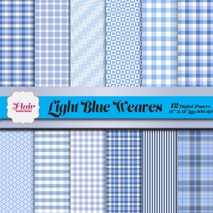 Carta digitale intrecciata di azzurro, percalle, plaid, strisce, carte per ragazzi blu, pastelli, azzurro spiaggia, azzurro cielo, Scrapbooking, forniture per insegnanti