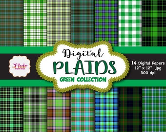 Carta digitale a quadri verdi, colori primaverili, Giornata della Terra Verde, percalle natalizio, carte da boscaiolo, plaid, scrapbooking, forniture per insegnanti