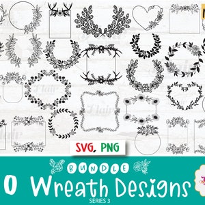 Krans ontwerpen SVG, PNG bundel digitale clipart, groen SVG, monogram kransen, cirlces, botanische SVG, bladeren SVG, natuur bladeren SVG, rozen