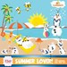 SUMMER LOVER, FROZEN Theme Clipart, Frozen Inspired Characters, Olaf Clipart, Beach, Summer, Cocktail Drinks, Umbrella, Summer