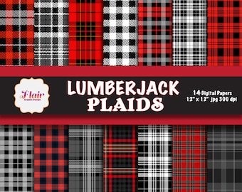 LUMBERJACK PLAAIDS Carta digitale, Colori autunnali, Halloween, Dolcetto o scherzetto, Ringraziamento, Vacanze, Spaventapasseri, Percalle, Forniture per album di ritagli