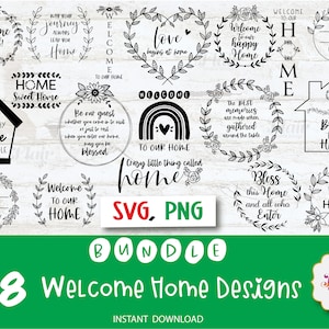Pacote de design de casa de boas-vindas, Home SVG, Sinal de varanda SVG, Sinal de família SVG, Decoração de parede de cozinha, Arquivo de corte para Cricut, Citação de casa, Provérbios
