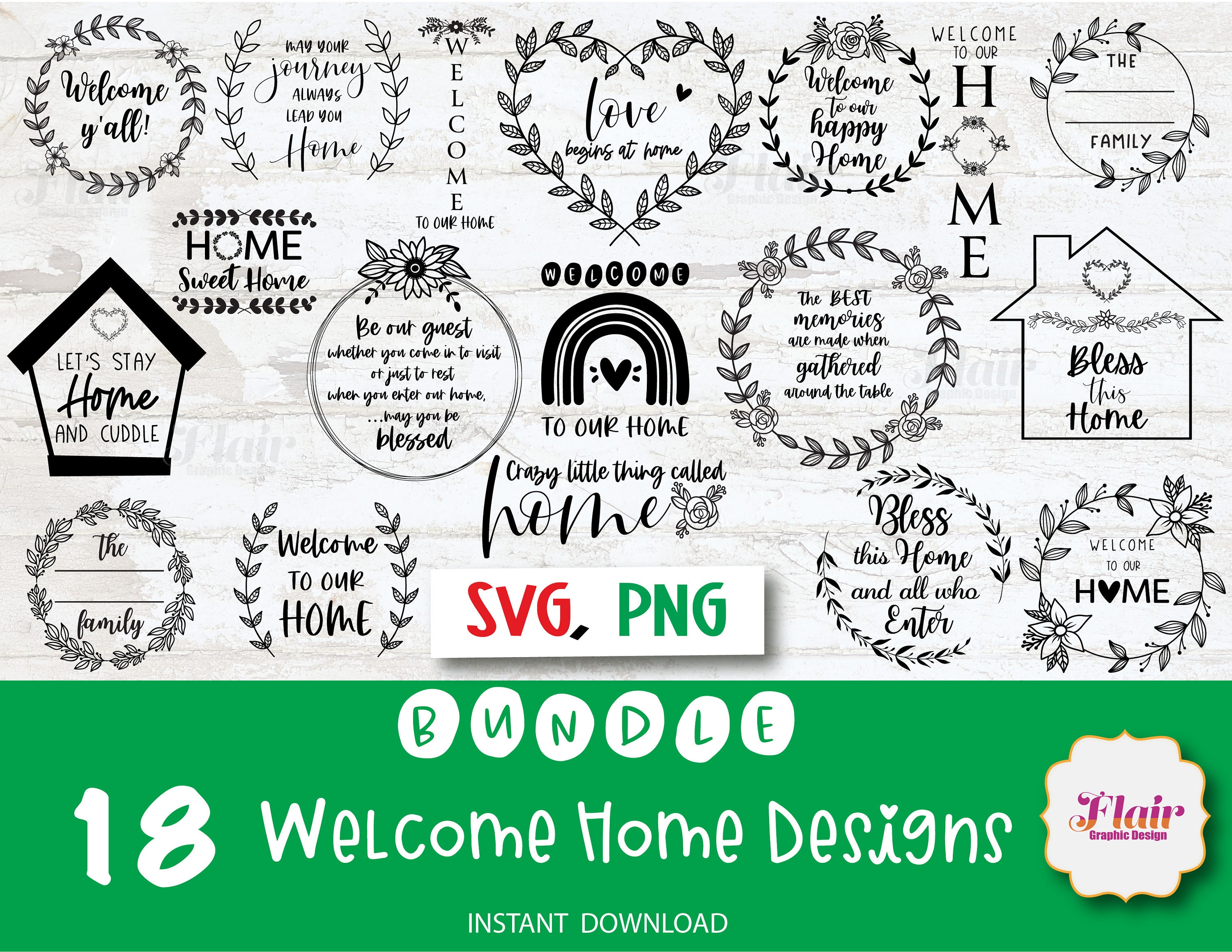 Welcome Home Design Bundle, Home SVG, Porch Sign SVG, Family Sign SVG ...