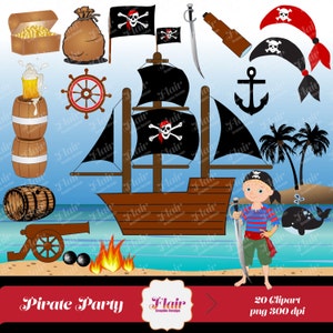 Cute PIRATE Clipart Ahoy Clip Art Pirate Ship Design - Etsy