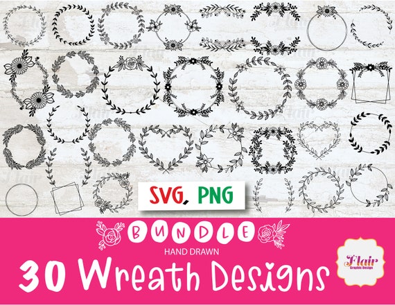 Wreath Designs SVG  Bundle, Cricut Designs, Floral Wreath, Vines, Leaves Svg,  Spring, Wedding Wreath Svg, Wreath Monogram Svg, Circle Frame