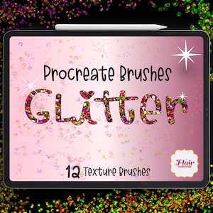 Glitter Procreate Brushes, Shimmery Texture, Procreate Brush Stamp, Sparkling Brush, iPad Brush, Confetti, Colorful Rainbow Sparkles