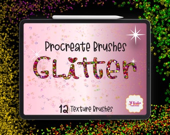 Pennelli Procreate Glitter, Texture Scintillante, Timbro Pennello Procreate, Pennello Scintillante, Pennello iPad, Coriandoli, Scintille Arcobaleno Colorate